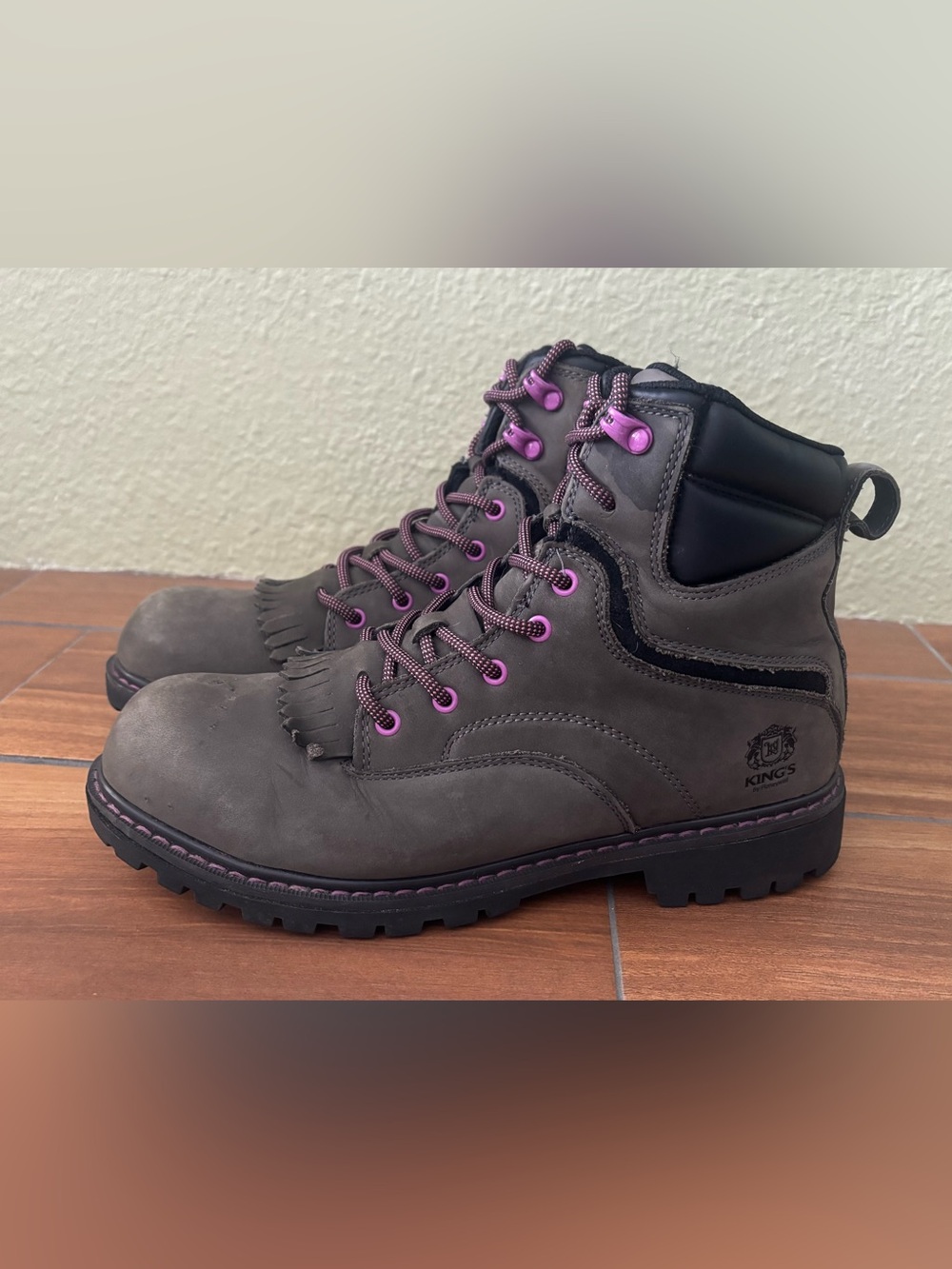 King's by Honeywell KWLK02 6" WOMEN'S Steel Toe Welted Leather Boot Gray 9